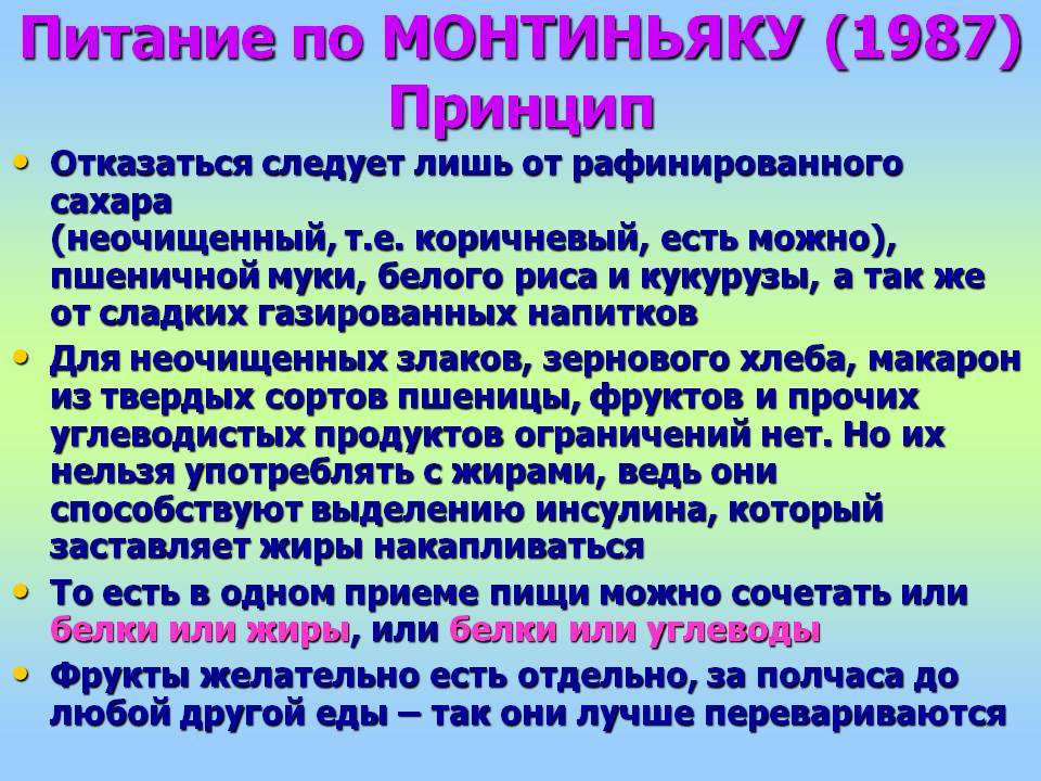 Диета Монтиньяка - информация